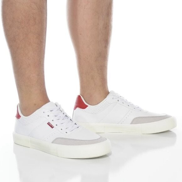 NEW LEVI'S Shoes Munro NewAmericana Sneakers White Red Gray Size 10 - Picture 3 of 10